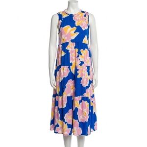 NEW UMGEE sleeveless tiered midi floral print dress in royal mix